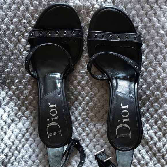 Dior Black Leather Heel Sandals